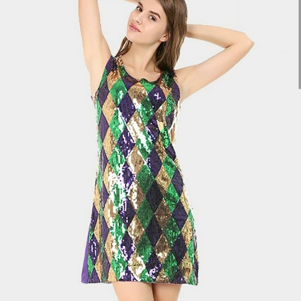 Sequin Harlequin Midi Dress